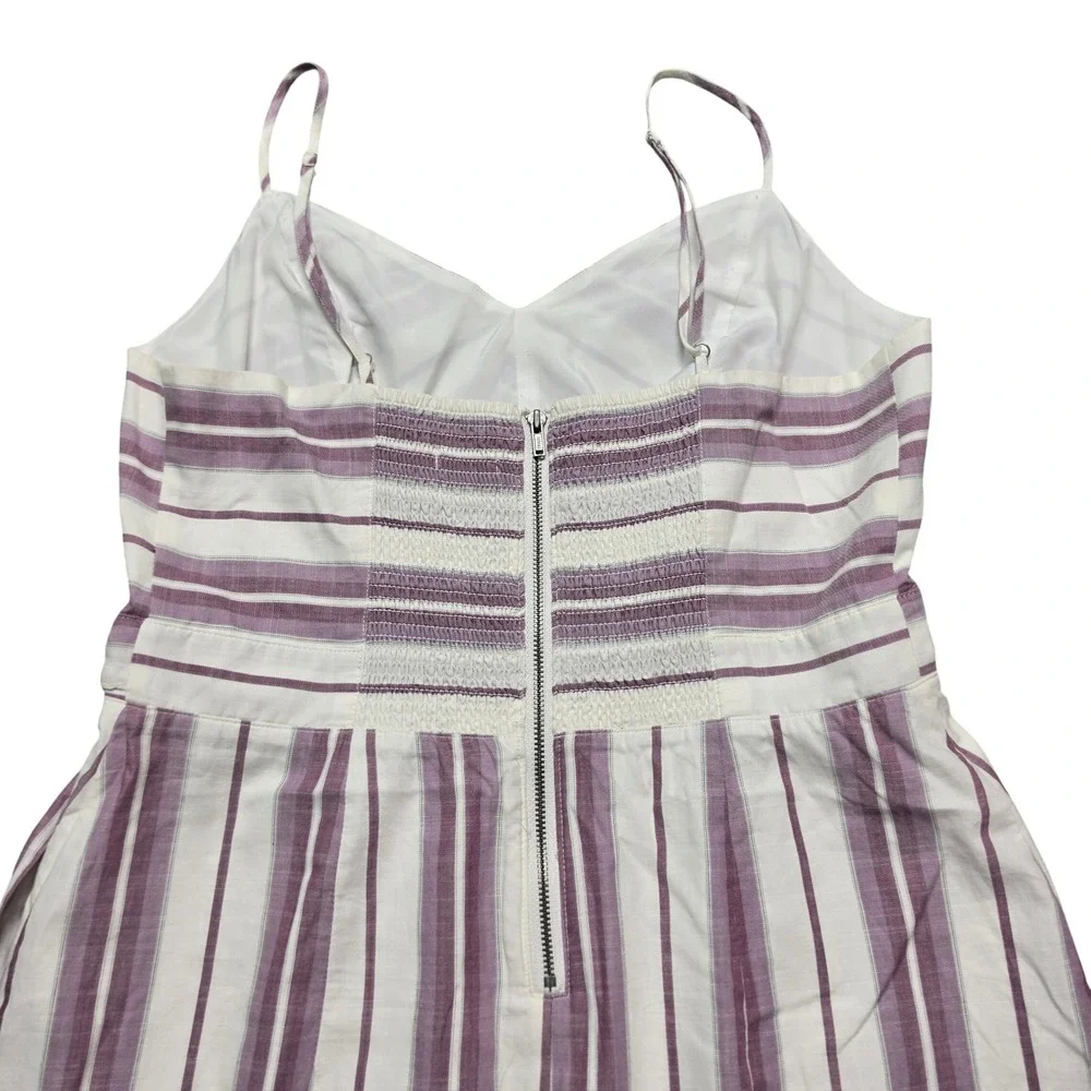 Costal Chic Wrap Skirt Cotton Midi Dress Womens 10 Purple White Express